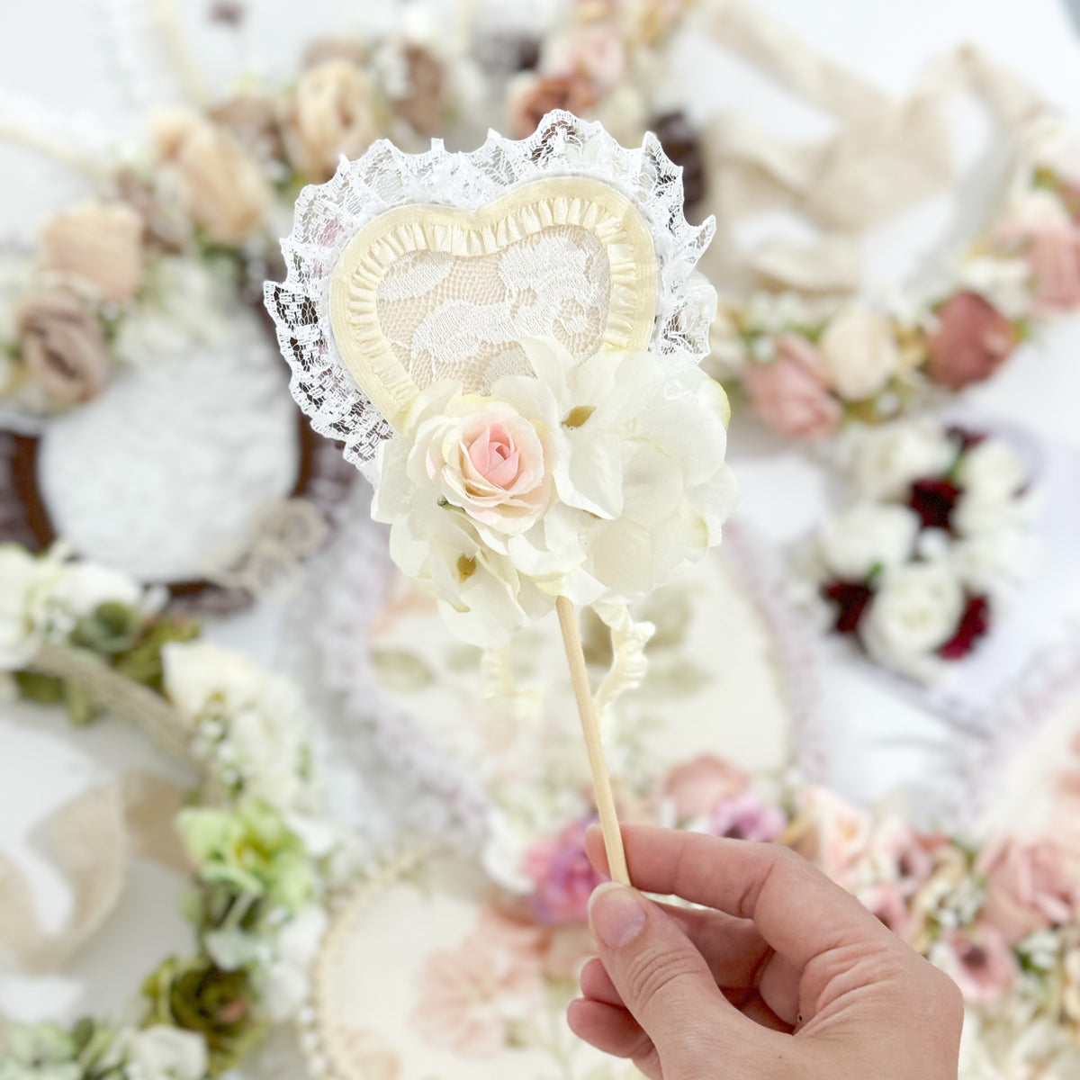 Cream Floral Fairy Wand
